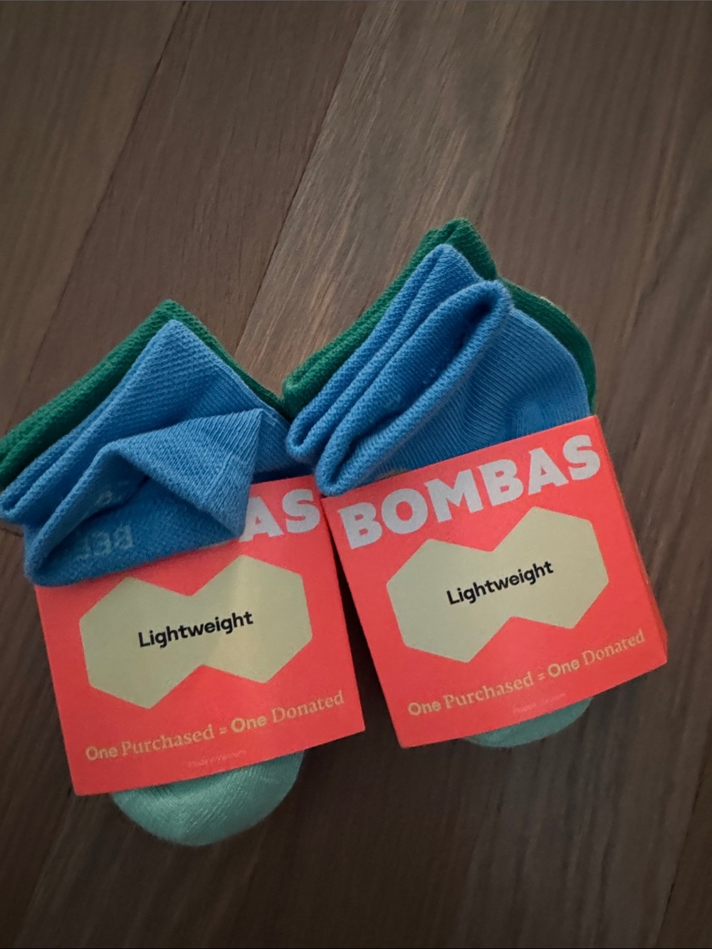 Bombas Lightweight Athletic Socks in Blue & Green